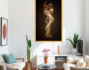 Coppia astratta che abbraccia una tela artistica, decorazione per la casa con silhouette romantica