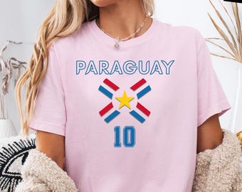 Paraguay Football Fan Shirt Custom Number, Athletic Soccer Tee, National Pride Jersey Style
