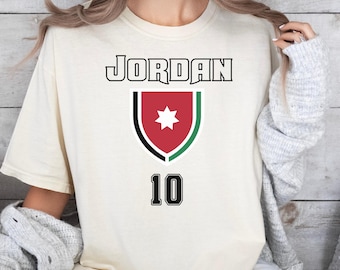 Jordan Soccer Fans Shirt, Custom Number, Middle East Pride Tee