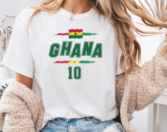 Ghana Football Shirt Custom Number 10, Soccer Fan Unisex Tee