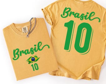 Brazil Football Tee, Unisex Soccer Shirt, Brasil Jersey Style T-Shirt