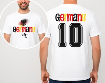 Germany Football Jersey Style T-Shirt, Front Back Print Fan Shirt, National Pride Tee