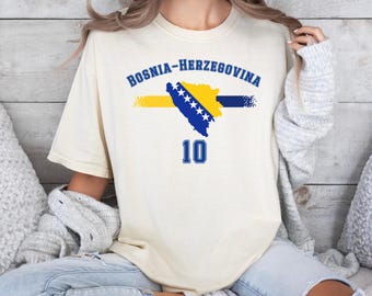 Bosnia Herzegovina Custom Number T-Shirt, Bosnian Flag Fan Tee, Unisex Fit
