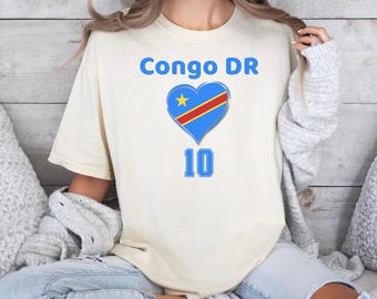 DR Congo Heart Flag Shirt, Custom Football Fan Tee, Cup Style Jersey