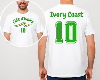 Ivory Coast Football Shirt, Custom Number 10, Double Sided Soccer Tee