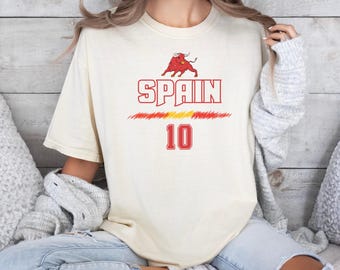 Spain Soccer Fan Shirt, Custom Jersey Style Tee
