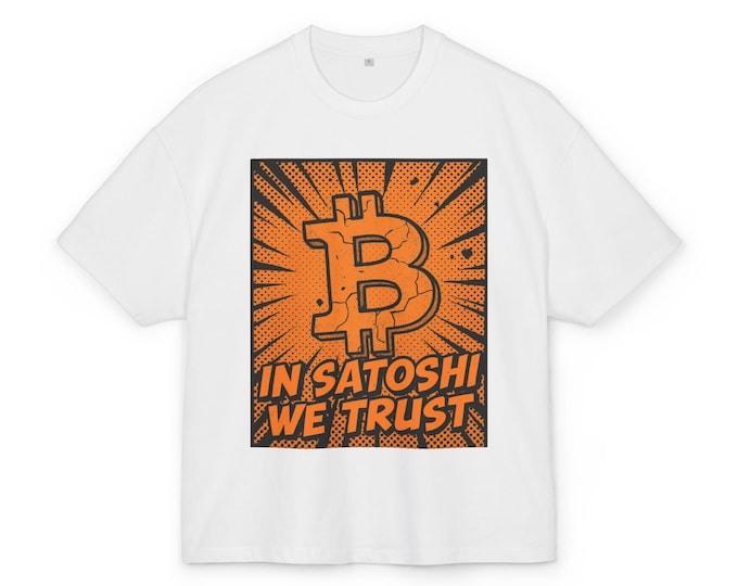 Featured listing image: Bitcoin logo pop art In Satoshi We Trust T-Shirt | Crypto tee