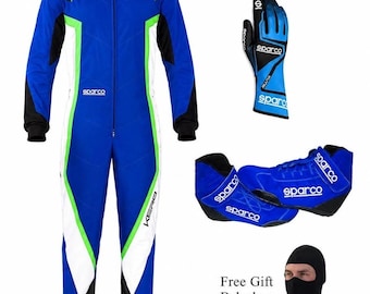 Traje de carreras de Fórmula 1 personalizado con guantes y pasamontañas de regalo.