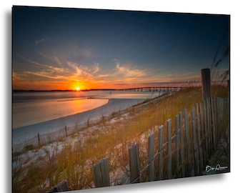 Destin Florida Norriego Point Sunset Beach Photo, Destin FL Bridge And Shoreline Wall Art, Florida Sunset Photography Print