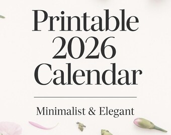 White Rose Minimalist 2026 Planner Printable + canva link |  (PDF)