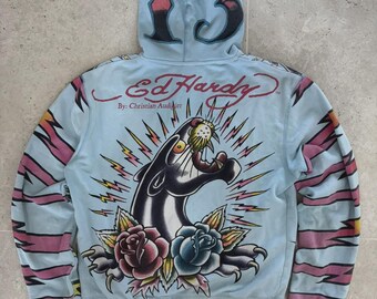 Vintage Ed Hardy Zip Hoodie Kiss of Death USA Japanese Y2K - Etsy UK