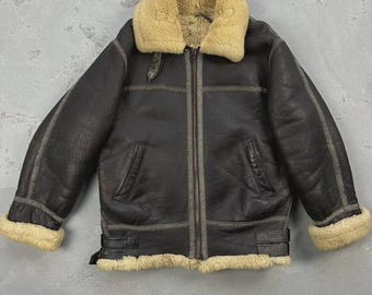 80s Vintage Schott Type B-3 Flight Mouton Leather Jacket - Etsy