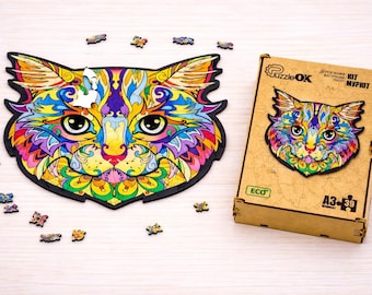 Houten legpuzzel Cat Murkit, doe-puzzel voor volwassenen en kinderen, 39 stukjes, A3-formaat