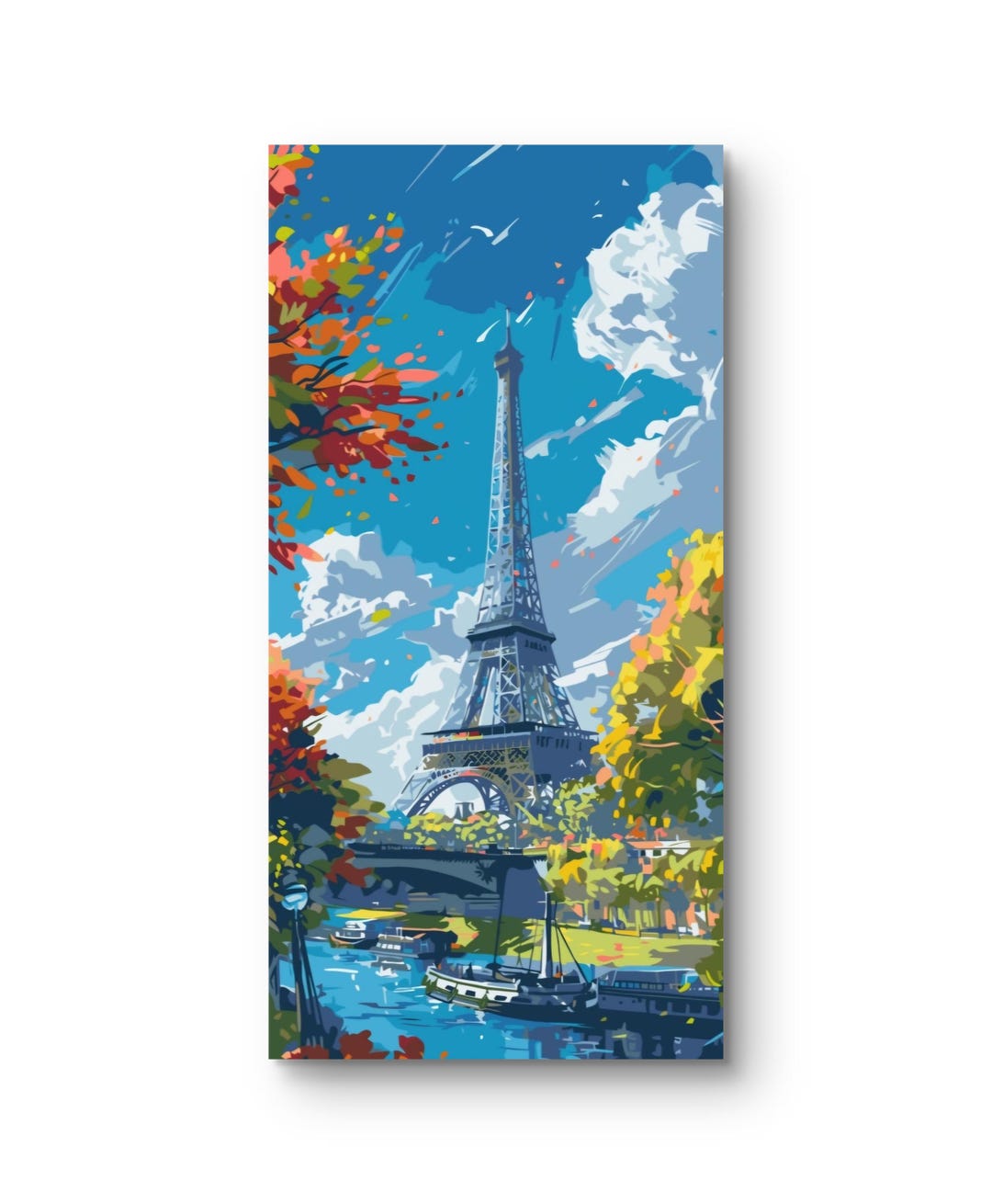 Eiffelturm Malen nach Zahlen Kit, Moderne Stadtlandschaft (40 x 80 cm