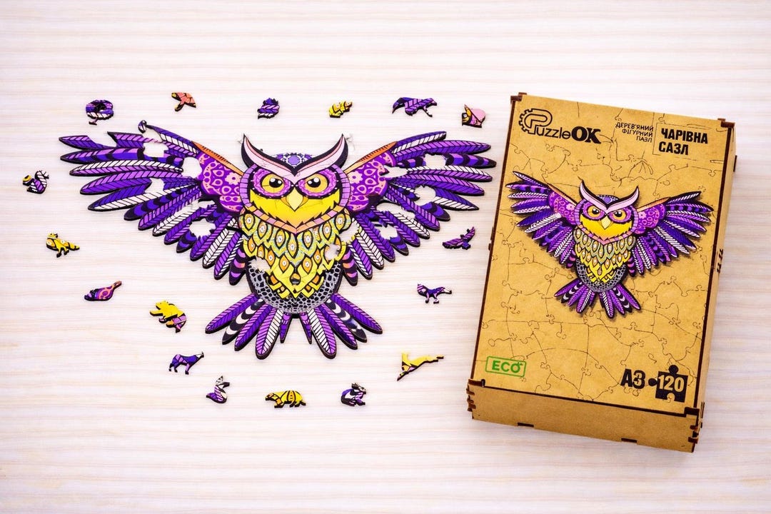 Magic Owl Wooden Jigsaw Puzzle, DIY Puzzle for Adults, 120 Pieces, A3 ...