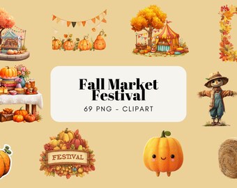 Watercolor Fall Market Festival Clipart
