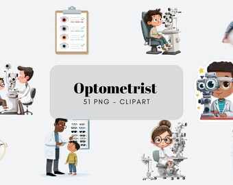 Optometrist Clipart PNG | Eye Care, Vision Doctor Graphics (Digital Download)