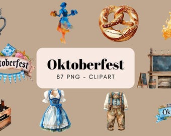 Watercolor Oktoberfest Clipart, Beer, Festival, Decor