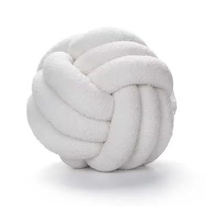Handgeknoopt balkussen, bouclé-teddyfleece, modern Scandinavisch bankaccentkussen, knoopkussen White