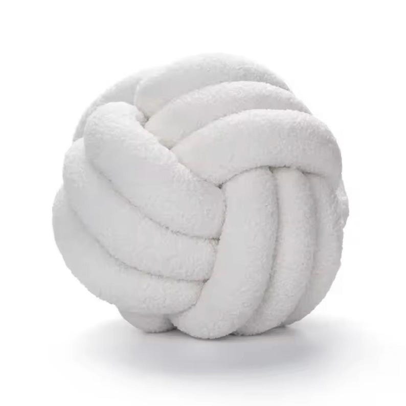 Handgeknoopt balkussen, bouclé-teddyfleece, modern Scandinavisch bankaccentkussen, knoopkussen White
