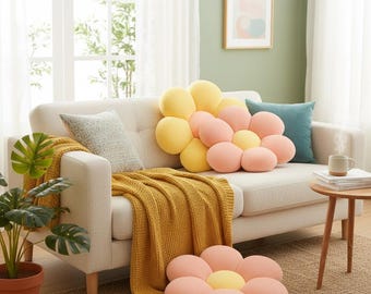 Bloemenkussen, zacht decoratief bloemenkussen voor bank, decor kinderkamer, sierkussen, sierkussen, esthetische woondecoratie cadeau, cadeaus voor haar, kussen