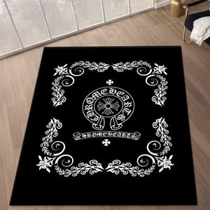 Alfombra cromada, alfombra cruzada, alfombra cromada, sala de estar, alfombra cromada blanca y negra, personalizada, lavable a máquina, suave