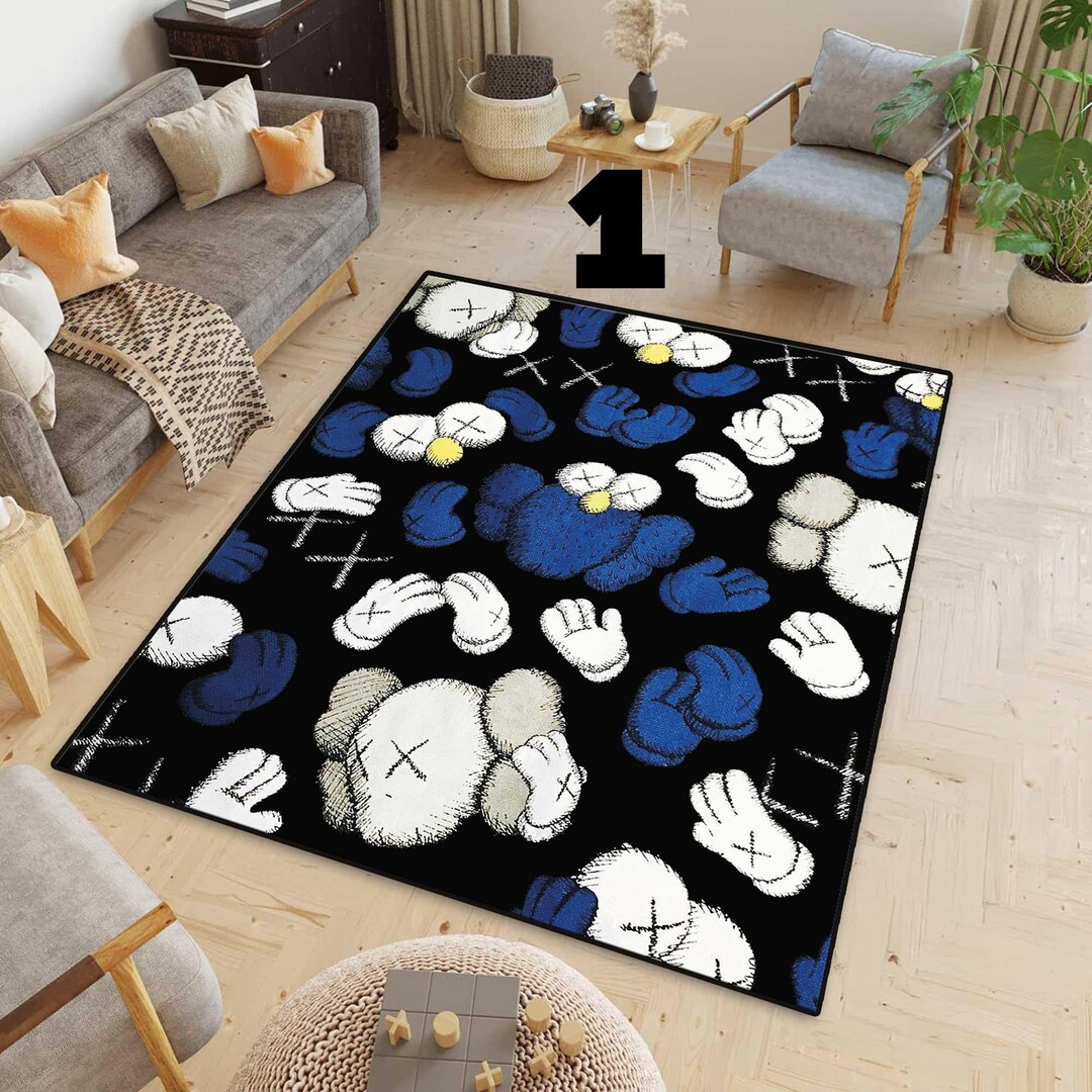 Boho Hypebeast Rug, Black Hype Beast , Bearbrick Rug, Living Room ...