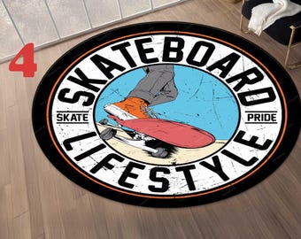 Tapis de skateboard, skateboard, décoration de chambre de skateboard, décoration de chambre de garçons, tapis cadeau personnalisé, lavable en machine, doux, tapis cadeau personnalisé, père Noël
