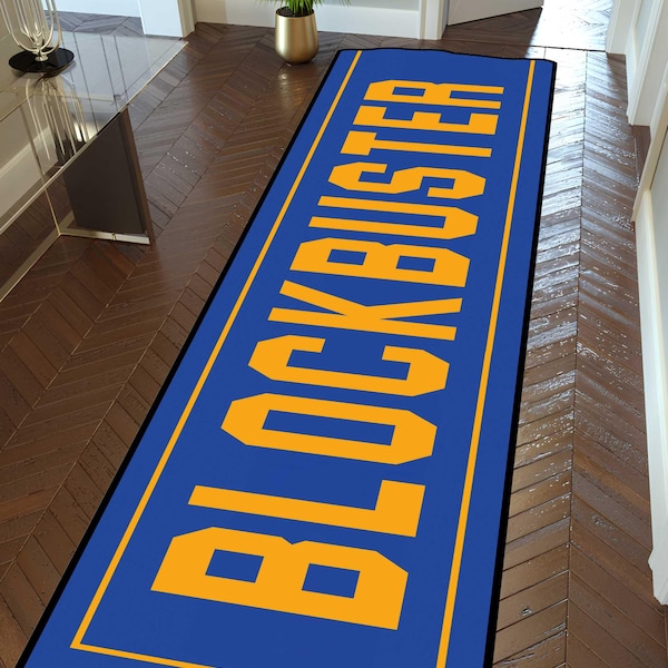 Blockbuster Video Runner Rug: Retro 90s Nostalgia Home Theater Decor, Kitchen Runner, Non-Slip, Machine Washable