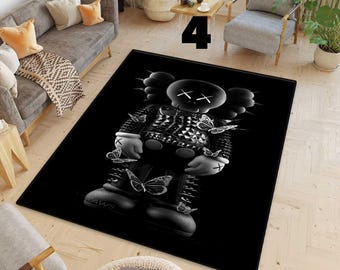 Bearbrick Rug, Hypebeast art rug, Black Hypebeast Decor, Machine Washable, Bear brick, Hype beast carpet