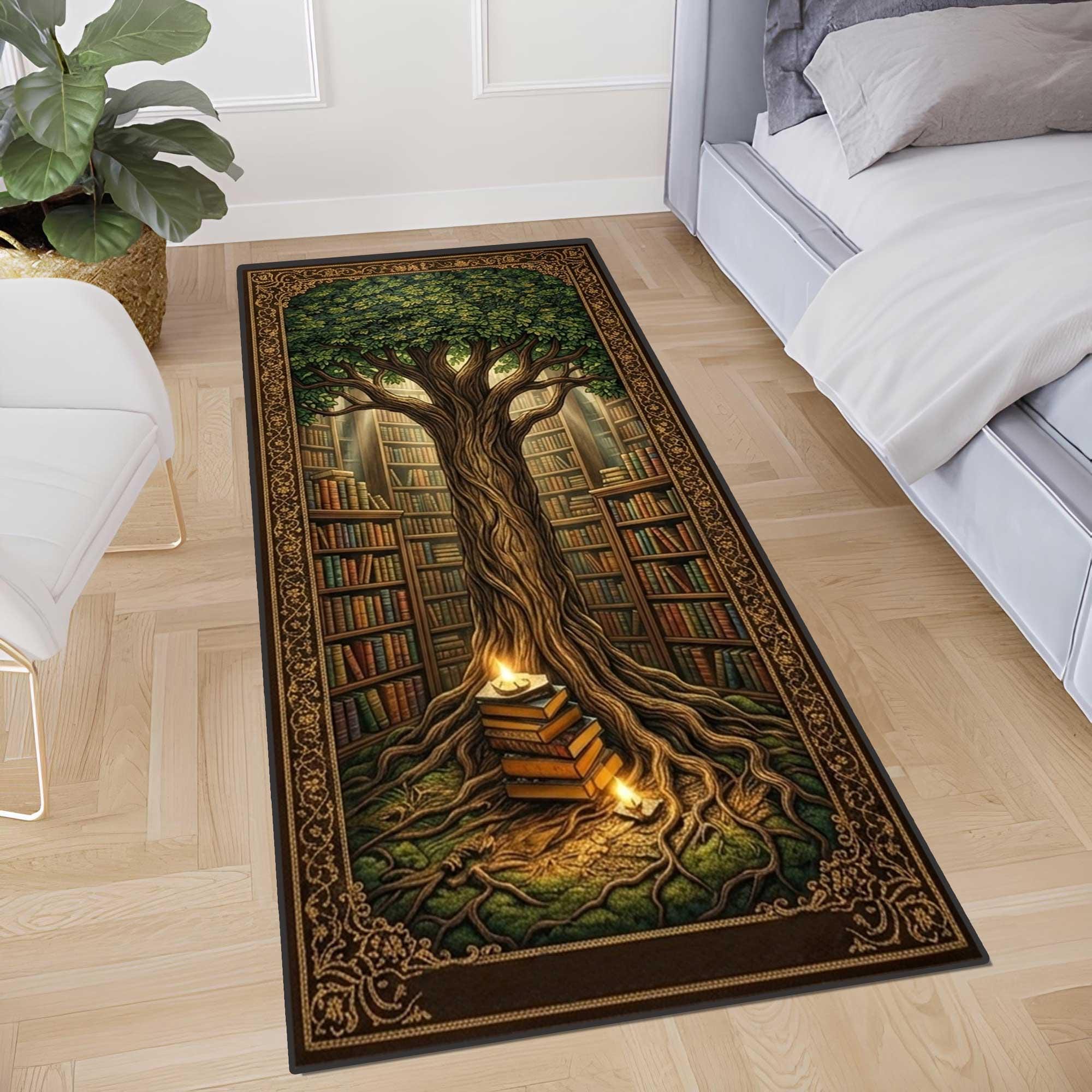 Hidden Library Rug Library Tree of Knowledge Area Rug, Book Lover Rug, Hidden Library ...