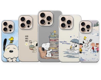 Snoopy Phone Case Peanut Cover for iPhone 17 Pro Max, 16e, 15, 14, 13 & Samsung S25 Ultra, S24 FE, A56, Pixel 10 XL, 9a,8,7