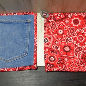 Pair of Handcrafted Blue Jean Potholders