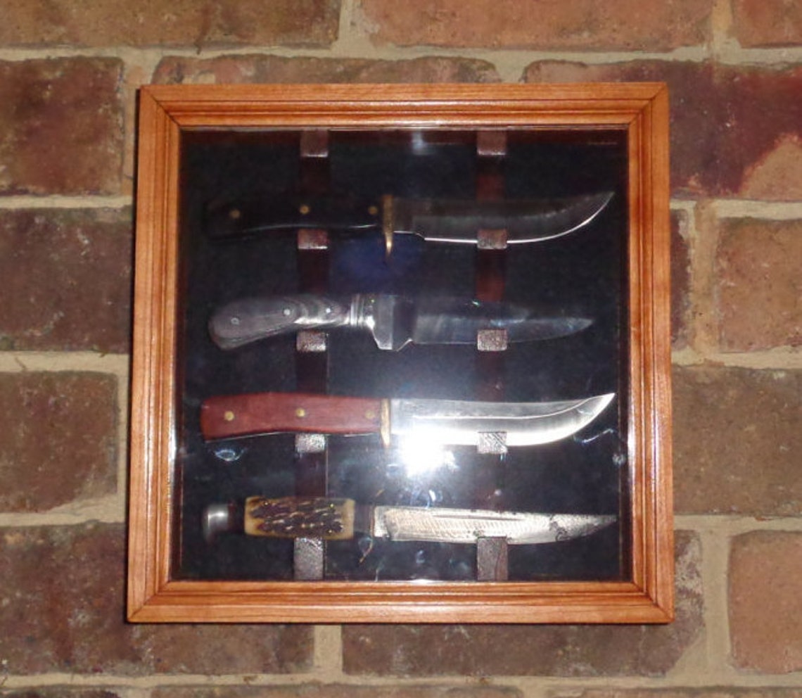 Custom Knife Display Case made from Cherry and Walnut Wood. Etsy
