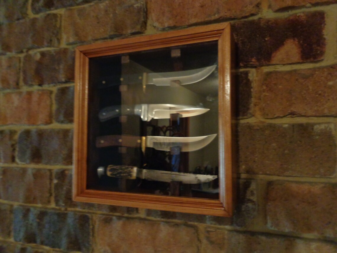 Custom Knife Display Case made from Cherry and Walnut Wood. Etsy