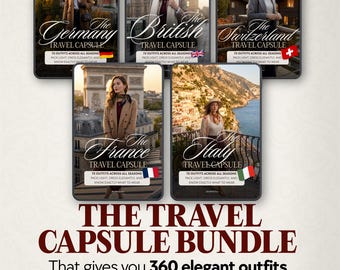 Reisoutfits Dames Europa, capsulekleerkast paklijst, Frankrijk Italië Duitsland VK Zwitserland Reisgids Digitale download pdf