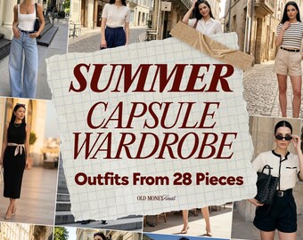Summer Outfit Ideas, Summer Outfit Inspiration, Outfit Ideas Women — Old Money Capsule Wardrobe PDF 222 Elegant Looks from 28 Pieces