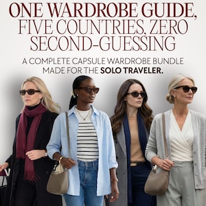 Resekläder för ensamstående kvinnor, packlista för kvinnor, klädguide för oberoende resor — Europa Capsule Wardrobe-paket, 5 länder PDF