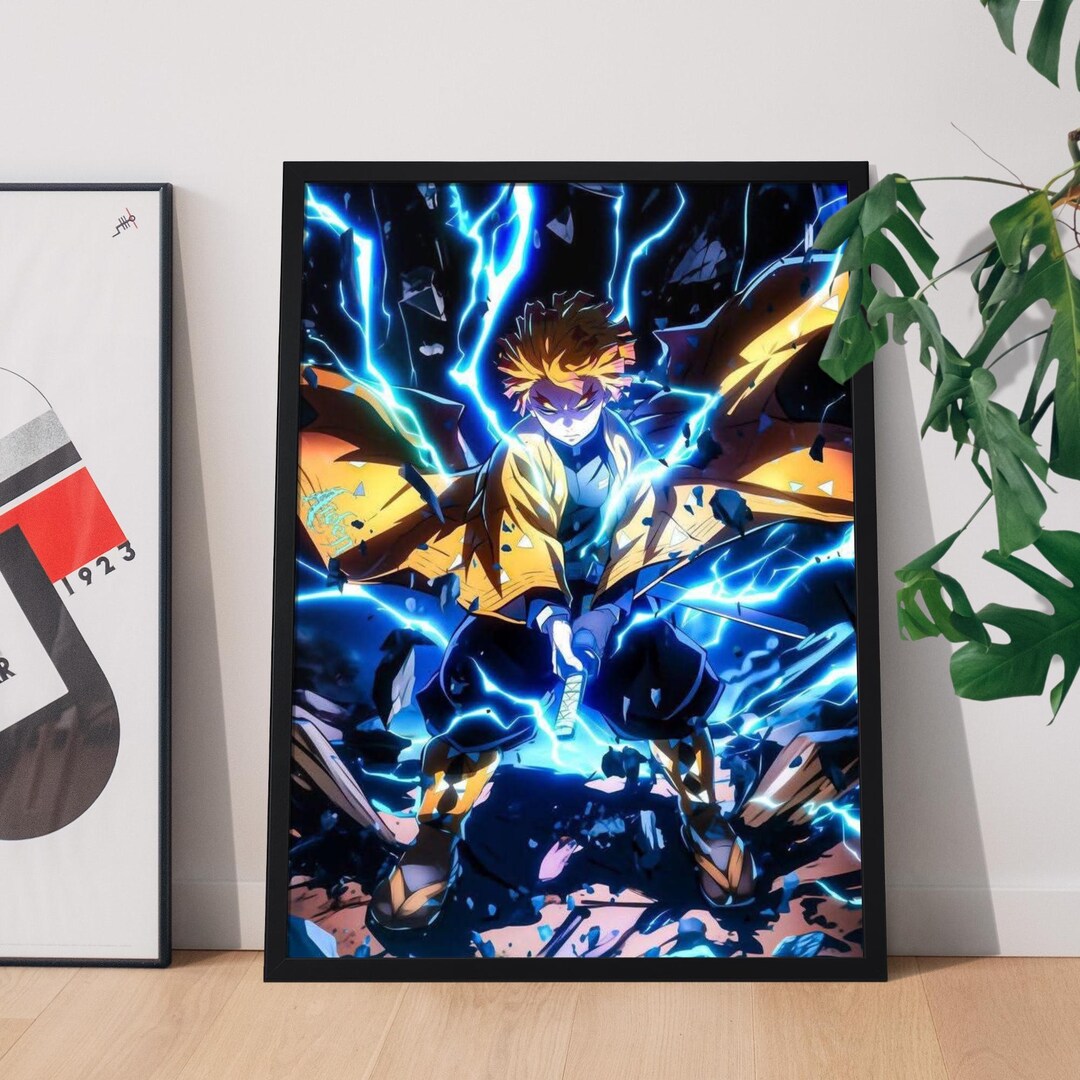 Zenitsu Poster Demon Slayer Wall Art Print – Kimetsu No Yaiba – Anime ...