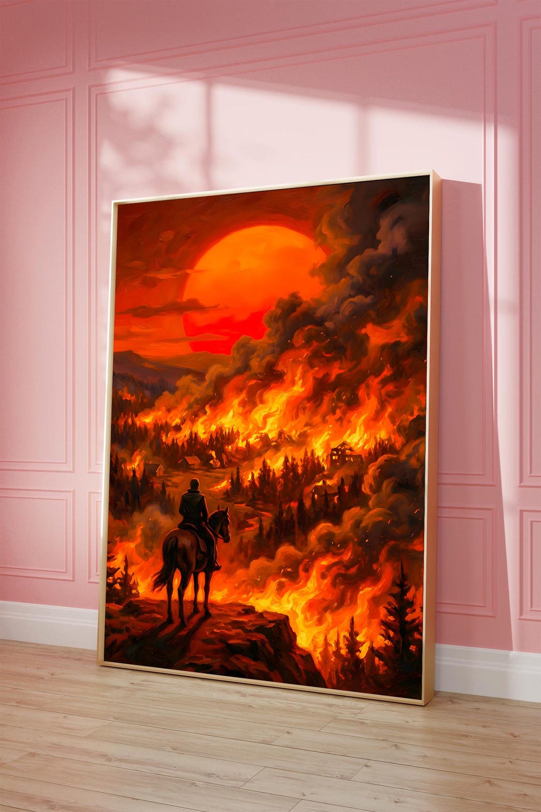 Apocalyptic Cowboy Sunset Wall Art Print – Digital Wild West Landscape ...
