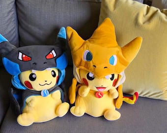 Pikachu Cosplay Plush - Pikachu Dressed as Charizard, Garchomp and Snorlax (20-25 cm)