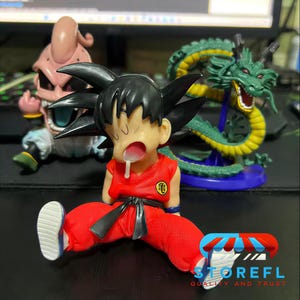 Sleeping Goku Figure (10cm) - Kid Goku Drooling Statue - DB Z Desktop Decor - Anime Collectible Figurine - Son Goku Sleepy Zzz