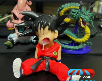Sleeping Goku Figure (10cm) - Kid Goku Drooling Statue - DB Z Desktop Decor - Anime Collectible Figurine - Son Goku Sleepy Zzz