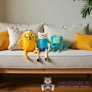Adventure Time Plush Toys - Jake the Dog (37cm), BMO (28cm) and Finn the Human (42cm)