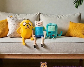 Adventure Time Plush Toys - Jake the Dog (37cm), BMO (28cm) and Finn the Human (42cm)