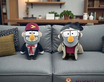 Gravity Falls Plush Collection - Stan Pines and Stanford Pines Plushies - Cartoon Inspired Stuffed Toy - Grunkle Stan & Ford