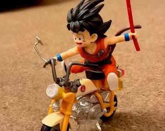 Dragon Ball Kid Goku Action Figure with Power Pole, Kid Goku and Master Roshi Riding Motorbike Figures