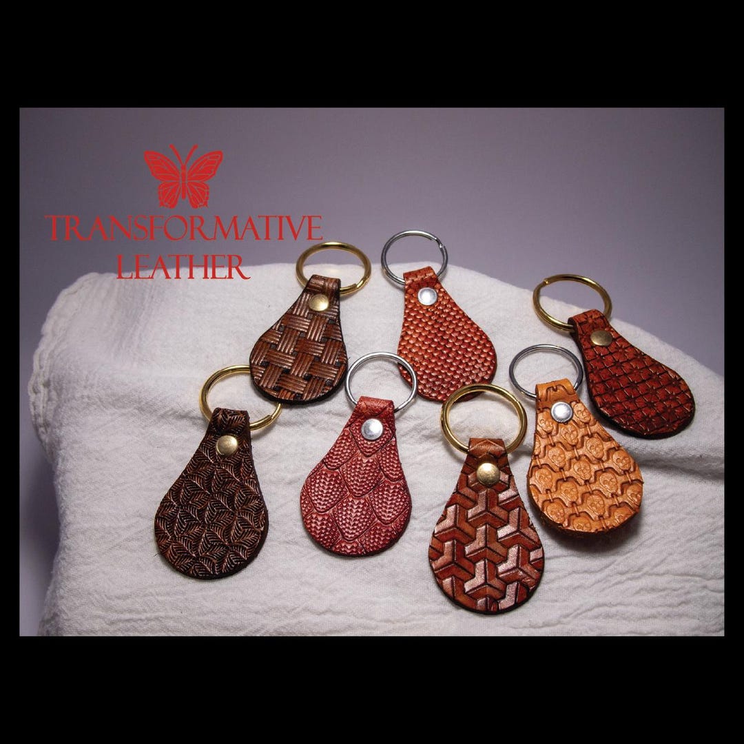 Handmade Leather Geometric Pattern Keychains - Etsy