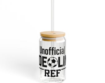 Unofficial Sideline Ref sipper glass | 16oz can-shaped tumbler with straw
