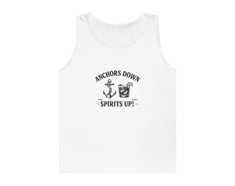 Anchors Down Spirits Up Tank Top | Nautical Anchor Whiskey Design